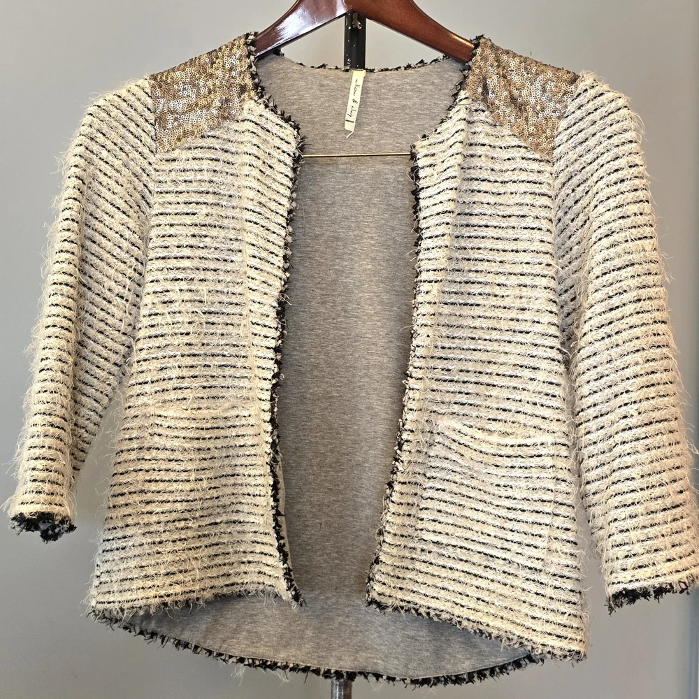 WILLOW & CLAY Trendy Fun Sequins Cardigan Women Crop Jersey Lined (SIZE:SMALL) - Picture 6 of 10